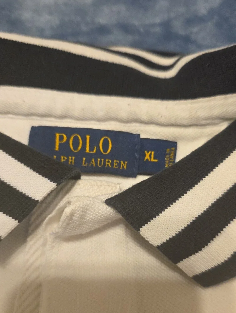 Polo by Ralph Lauren White and Navy Embroidered Short-Sleeve Polo